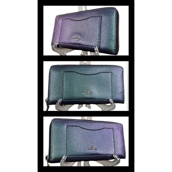 Coach Hologram Leather Open City Tote & Wallet Color Shifting Oil Slick F22550 - Picture 2 of 16